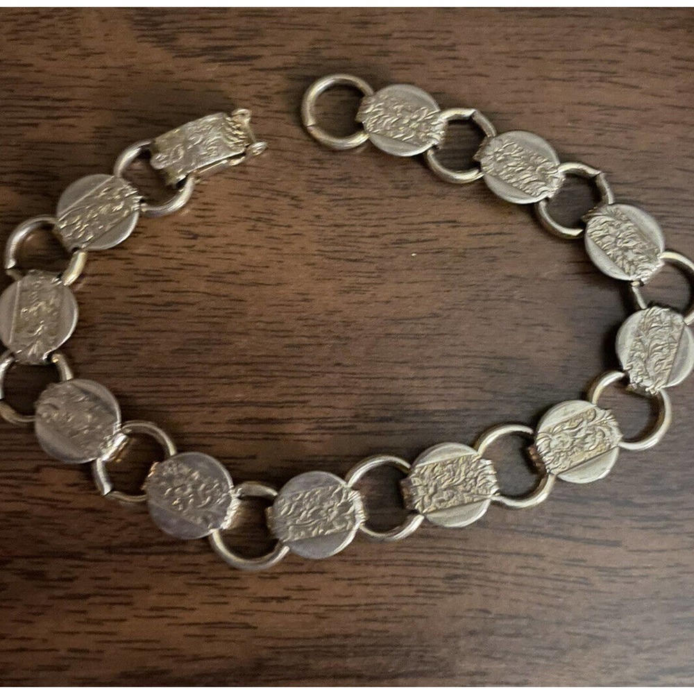 VINTAGE Silver Tone/Antique Flower Garden SARAH COV COVENTRY Link Bracelet